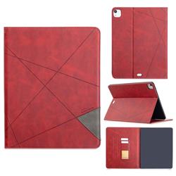 Binfen Color Prismatic Slim Magnetic Sucking Stitching Wallet Flip Cover for Apple iPad Pro 12.9 (2020) - Red