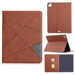 Binfen Color Prismatic Slim Magnetic Sucking Stitching Wallet Flip Cover for Apple iPad Pro 12.9 (2020) - Brown