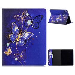 Gold and Blue Butterfly Folio Stand Tablet Leather Wallet Case for Apple iPad Pro 12.9 (2018)