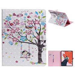 Flower Tree Swing Girl 3D Painted Tablet Leather Wallet Case for Apple iPad Pro 12.9 (2018)