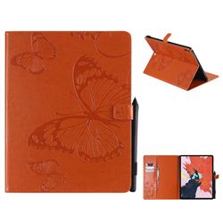 Embossing 3D Butterfly Leather Wallet Case for Apple iPad Pro 12.9 (2018) - Orange