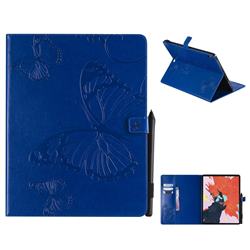 Embossing 3D Butterfly Leather Wallet Case for Apple iPad Pro 12.9 (2018) - Blue