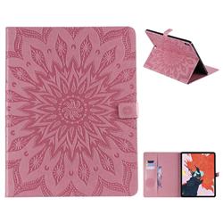 Embossing Sunflower Leather Flip Cover for Apple iPad Pro 12.9 (2018) - Pink