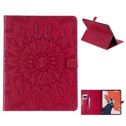 Embossing Sunflower Leather Flip Cover for Apple iPad Pro 12.9 (2018) - Red
