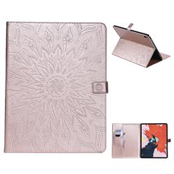 Embossing Sunflower Leather Flip Cover for Apple iPad Pro 12.9 (2018) - Rose Gold