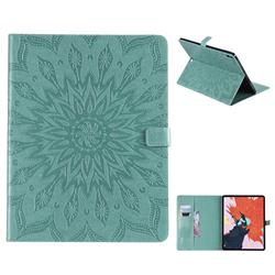 Embossing Sunflower Leather Flip Cover for Apple iPad Pro 12.9 (2018) - Green