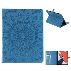 Embossing Sunflower Leather Flip Cover for Apple iPad Pro 12.9 (2018) - Blue