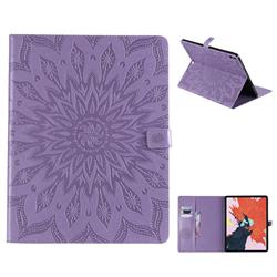 Embossing Sunflower Leather Flip Cover for Apple iPad Pro 12.9 (2018) - Purple