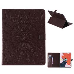Embossing Sunflower Leather Flip Cover for Apple iPad Pro 12.9 (2018) - Brown