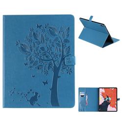 Embossing Butterfly Tree Leather Flip Cover for Apple iPad Pro 12.9 (2018) - Blue
