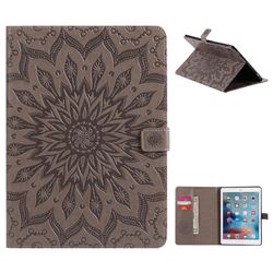 Embossing Sunflower Leather Flip Cover for iPad Pro 9.7 2016 9.7 inch - Gray