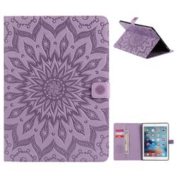 Embossing Sunflower Leather Flip Cover for iPad Pro 9.7 2016 9.7 inch - Purple