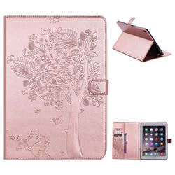 Embossing Butterfly Tree Leather Flip Cover for iPad Pro 9.7 2016 9.7 inch - Rose Gold
