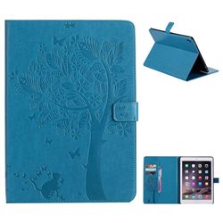 Embossing Butterfly Tree Leather Flip Cover for iPad Pro 9.7 2016 9.7 inch - Blue