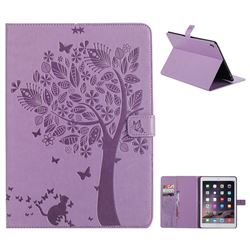Embossing Butterfly Tree Leather Flip Cover for iPad Pro 9.7 2016 9.7 inch - Purple