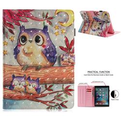 Purple Owl 3D Painted Leather Wallet Tablet Case for iPad Pro 9.7 2016 9.7 inch