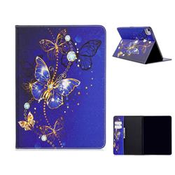 Gold and Blue Butterfly Folio Stand Tablet Leather Wallet Case for Apple iPad Pro 11 (2020)