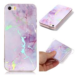 Pink Purple Marble Pattern Bright Color Laser Soft TPU Case for iPhone SE2 (iPhone SE 2018)