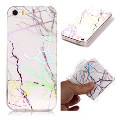 Color White Marble Pattern Bright Color Laser Soft TPU Case for iPhone SE2 (iPhone SE 2018)