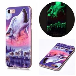 Wolf Howling Noctilucent Soft TPU Back Cover for iPhone SE 2020