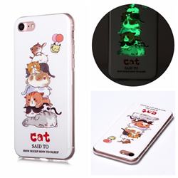 Cute Cat Noctilucent Soft TPU Back Cover for iPhone SE 2020