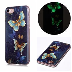Golden Butterflies Noctilucent Soft TPU Back Cover for iPhone SE 2020