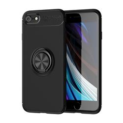 Auto Focus Invisible Ring Holder Soft Phone Case for iPhone SE 2020 - Black