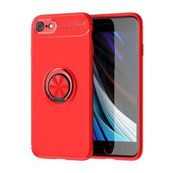 Auto Focus Invisible Ring Holder Soft Phone Case for iPhone SE 2020 - Red