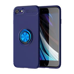 Auto Focus Invisible Ring Holder Soft Phone Case for iPhone SE 2020 - Blue