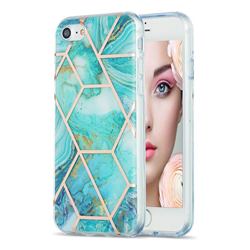 Blue Sea Marble Pattern Galvanized Electroplating Protective Case Cover for iPhone SE 2020