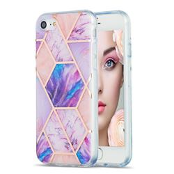 Purple Dream Marble Pattern Galvanized Electroplating Protective Case Cover for iPhone SE 2020