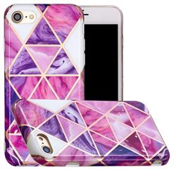 Purple Dream Triangle Painted Marble Electroplating Protective Case for iPhone SE 2020