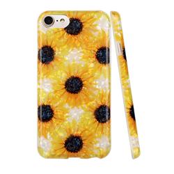 Yellow Sunflowers Shell Pattern Glossy Rubber Silicone Protective Case Cover for iPhone SE 2020
