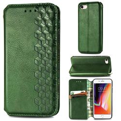 Ultra Slim Fashion Business Card Magnetic Automatic Suction Leather Flip Cover for iPhone SE 2020 - Green
