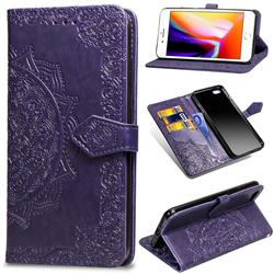 Embossing Imprint Mandala Flower Leather Wallet Case for iPhone SE 2020 - Purple