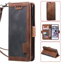 Luxury Retro Stitching Leather Wallet Phone Case for iPhone SE 2020 - Gray
