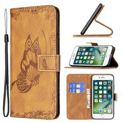 Binfen Color Imprint Vivid Butterfly Leather Wallet Case for iPhone SE 2020 - Brown