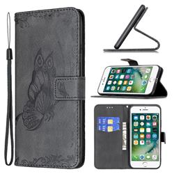 Binfen Color Imprint Vivid Butterfly Leather Wallet Case for iPhone SE 2020 - Black