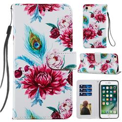 Peacock Flower Smooth Leather Phone Wallet Case for iPhone SE 2020