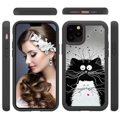 Black and White Cat Shock Absorbing Hybrid Defender Rugged Phone Case Cover for iPhone 11 Pro (5.8 inch)