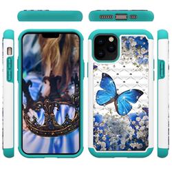 Flower Butterfly Studded Rhinestone Bling Diamond Shock Absorbing Hybrid Defender Rugged Phone Case Cover for iPhone 11 Pro (5.8 inch)