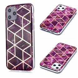 Purple Rhombus Galvanized Rose Gold Marble Phone Back Cover for iPhone 11 Pro (5.8 inch)