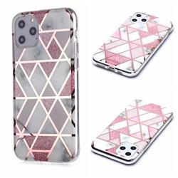 Pink Rhombus Galvanized Rose Gold Marble Phone Back Cover for iPhone 11 Pro (5.8 inch)