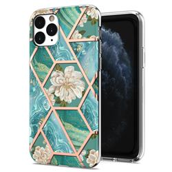Blue Chrysanthemum Marble Electroplating Protective Case Cover for iPhone 11 Pro (5.8 inch)