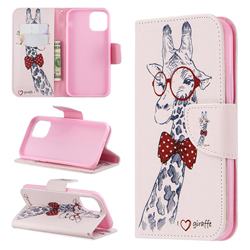 Glasses Giraffe Leather Wallet Case for iPhone 11 Pro (5.8 inch)