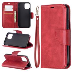 Classic Sheepskin PU Leather Phone Wallet Case for iPhone 11 Pro (5.8 inch) - Red