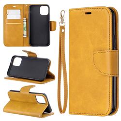 Classic Sheepskin PU Leather Phone Wallet Case for iPhone 11 Pro (5.8 inch) - Yellow
