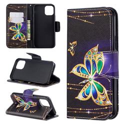 Golden Shining Butterfly Leather Wallet Case for iPhone 11 Pro (5.8 inch)