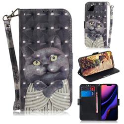 Cat Embrace 3D Painted Leather Wallet Phone Case for iPhone 11 Pro (5.8 inch)