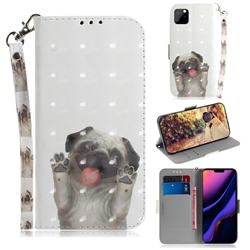 Pug Dog 3D Painted Leather Wallet Phone Case for iPhone 11 Pro (5.8 inch)